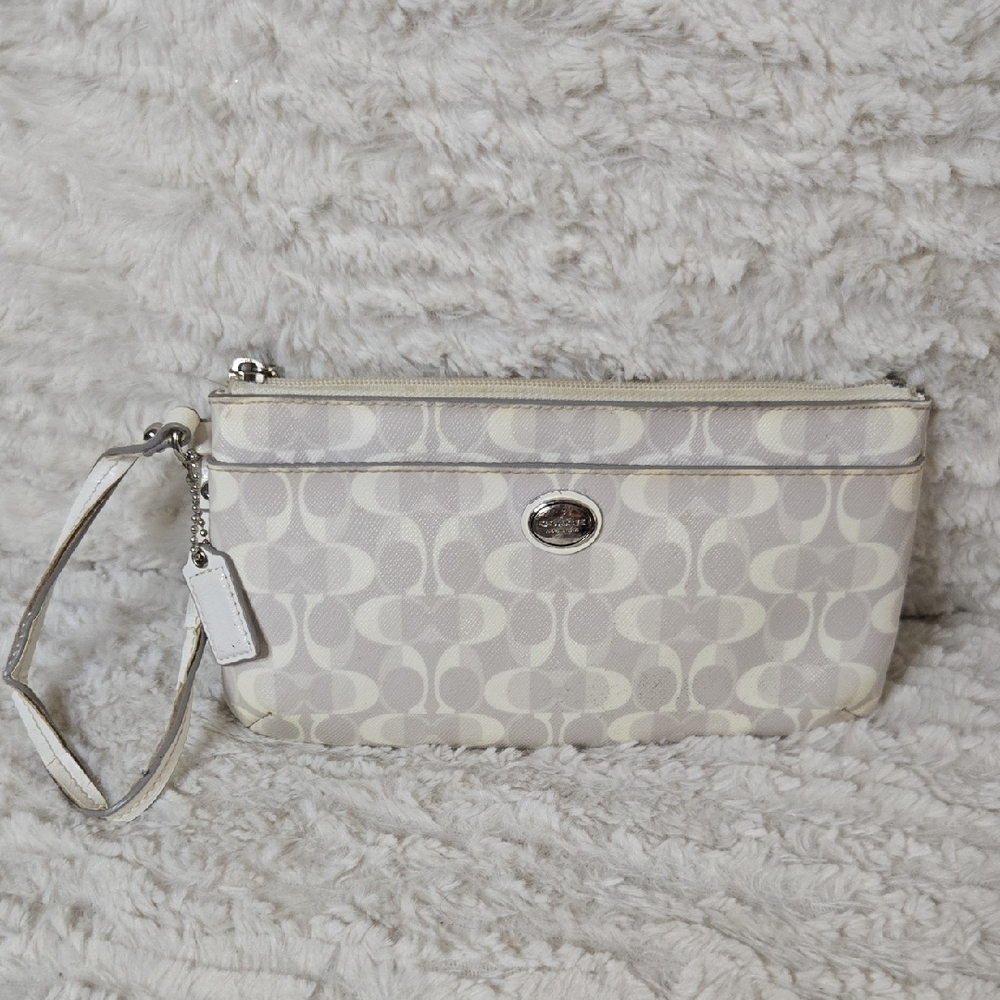 Coach Gray and Cream Wristlet Clutch